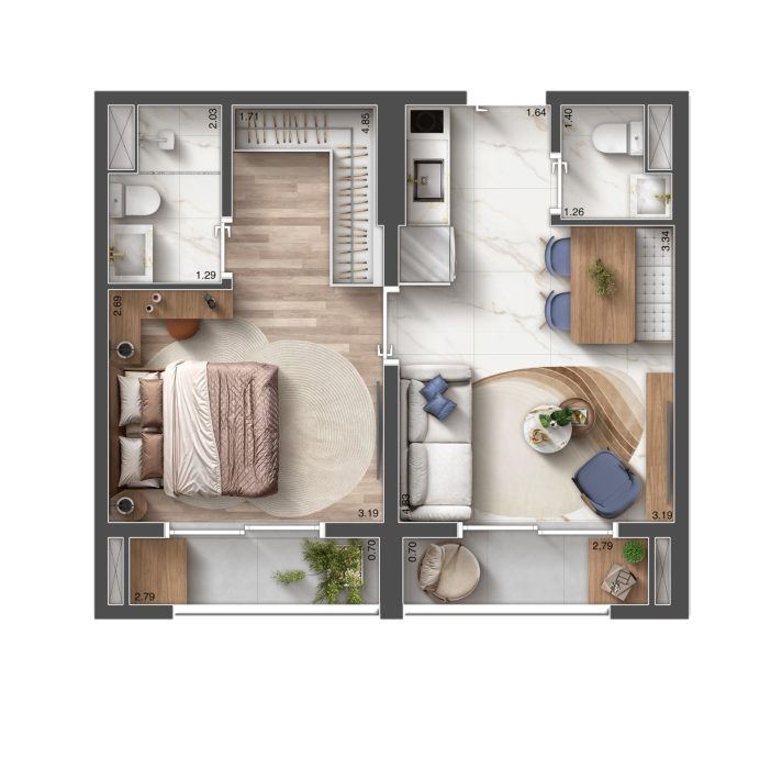 Planta junção de 41m² Arch Consolação